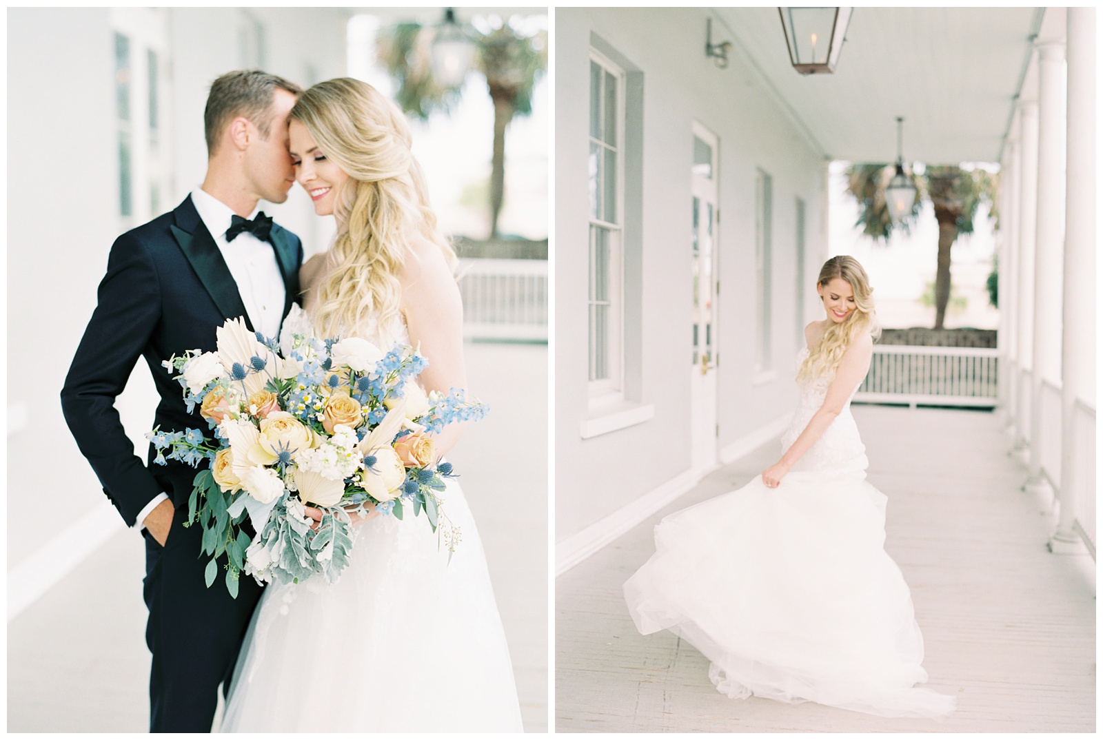 Bride and Groom at the Gadsden House in Charleston South Carolina